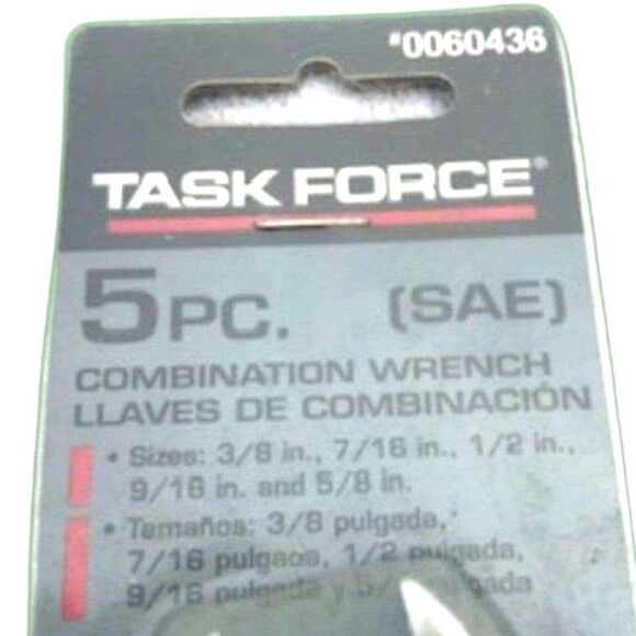 Wrench Set . 5Pc. 3/8" . 7/16" . 1/2" . 9/16" . 5/8" . Task Force - Picture 2 of 2